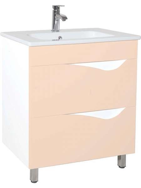 Тумба с раковиной Bellezza Эйфория 60 бежевая 2 ящика