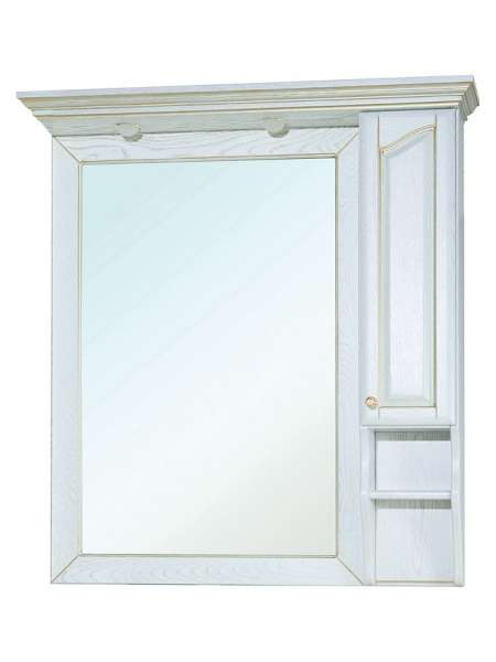 Зеркало-шкаф Bellezza Рим 110 R белое патина золото