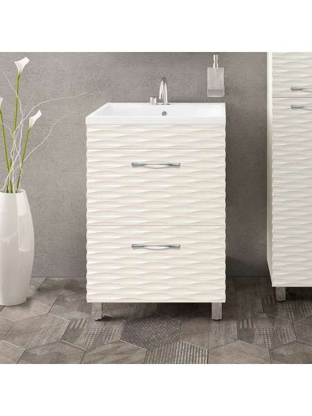 Тумба с раковиной Style Line Ассоль 60 Люкс Plus наполная, техно платина