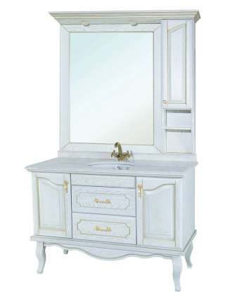 Зеркало-шкаф Bellezza Рим 110 R белое патина золото