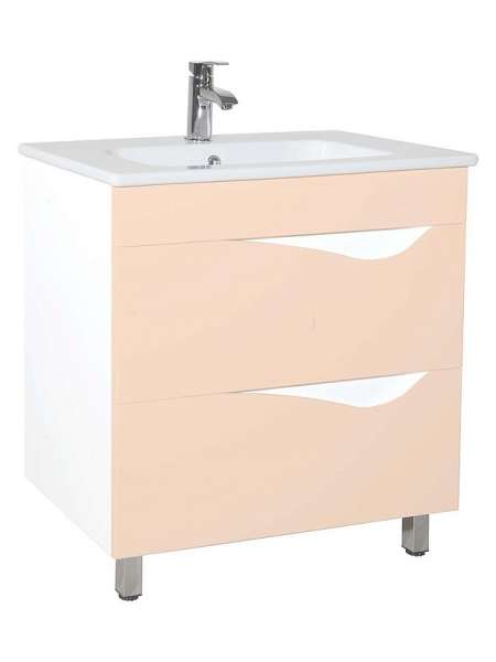 Тумба с раковиной Bellezza Эйфория 80 бежевая 2 ящика