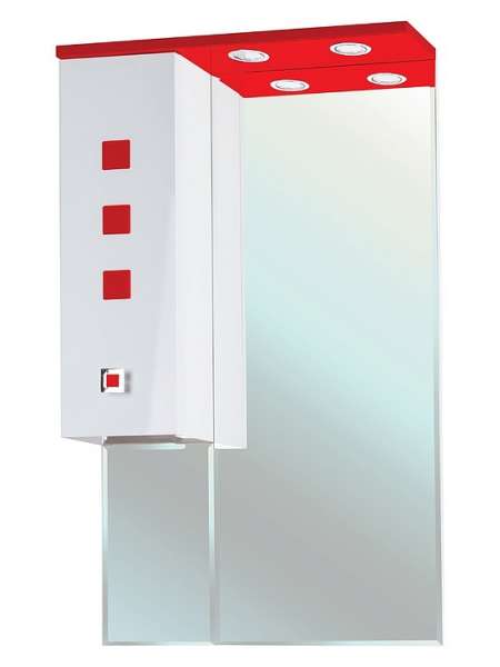 Зеркало-шкаф Bellezza Натали 70 L белый с красным