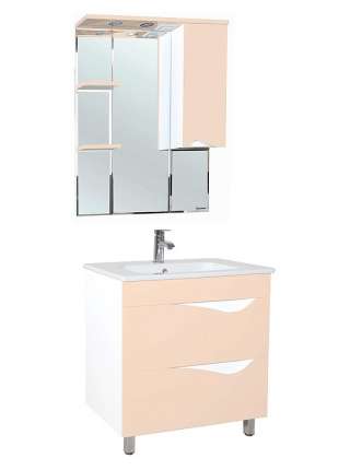 Тумба с раковиной Bellezza Эйфория 80 бежевая 2 ящика