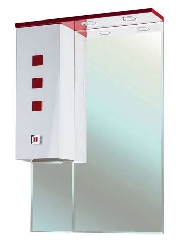 Зеркало-шкаф Bellezza Натали 60 L белый с красным