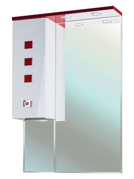 Зеркало-шкаф Bellezza Натали 60 L белый с красным