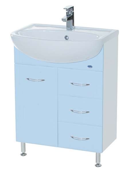 Тумба с раковиной Bellezza Уют 60 3 ящика голубая