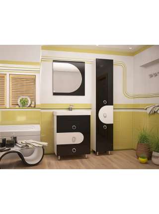 Тумба с раковиной Style Line Адонис 65 черно-белая