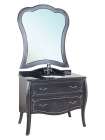 Тумба с раковиной Bellezza Грация Люкс 110 черная патина серебро 2 ящика