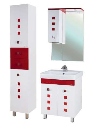 Зеркало-шкаф Bellezza Натали 60 L белый с красным