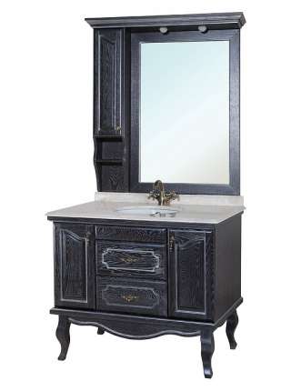 Зеркало-шкаф Bellezza Рим 110 L черное патина серебро