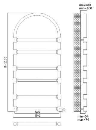 Полотенцесушитель водяной Terminus Версаль 28/25 П 6 2-2-2