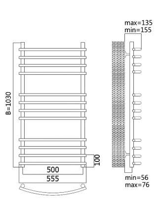 Полотенцесушитель водяной Terminus Марио 32/20 П12 4-4-4